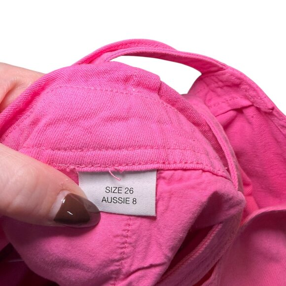 Rolla’s Alice Linen Overall Hot Pink Wide Leg Jumpsuit Size 26 - Picture 7 of 8